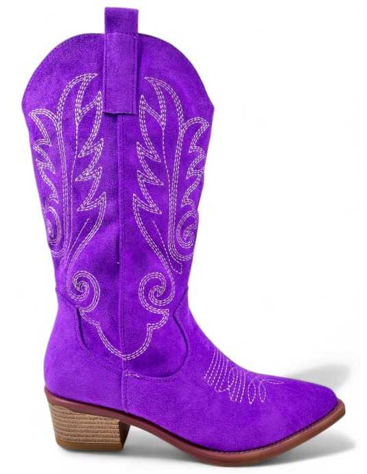 Bota cowboy de mujer en color morado - Timbos Zapatos