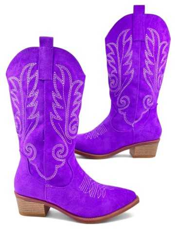 Bota cowboy de mujer en color morado - Timbos Zapatos