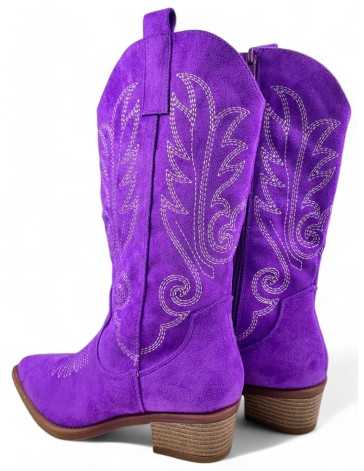 Bota cowboy de mujer en color morado - Timbos Zapatos