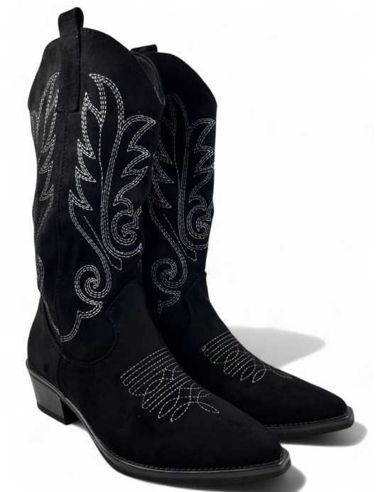 Bota cowboy de mujer en color negro - Timbos Zapatos