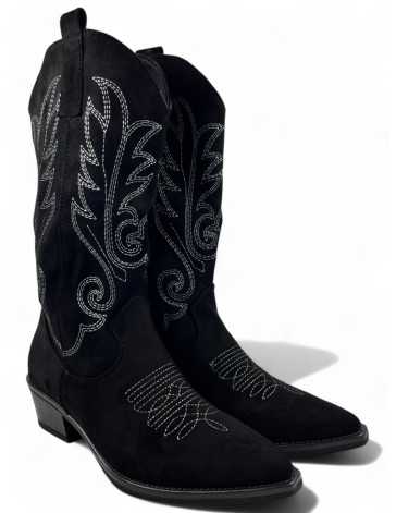 Bota cowboy de mujer en color negro - Timbos Zapatos