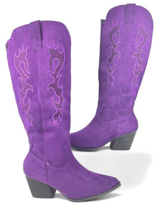 Bota cowboy de mujer en color morado - Timbos Zapatos