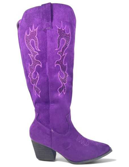 Bota cowboy de mujer en color morado - Timbos Zapatos