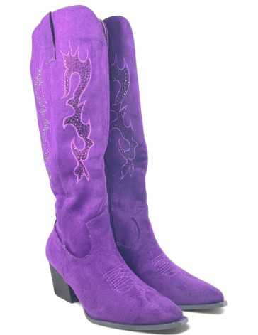 Bota cowboy de mujer en color morado - Timbos Zapatos