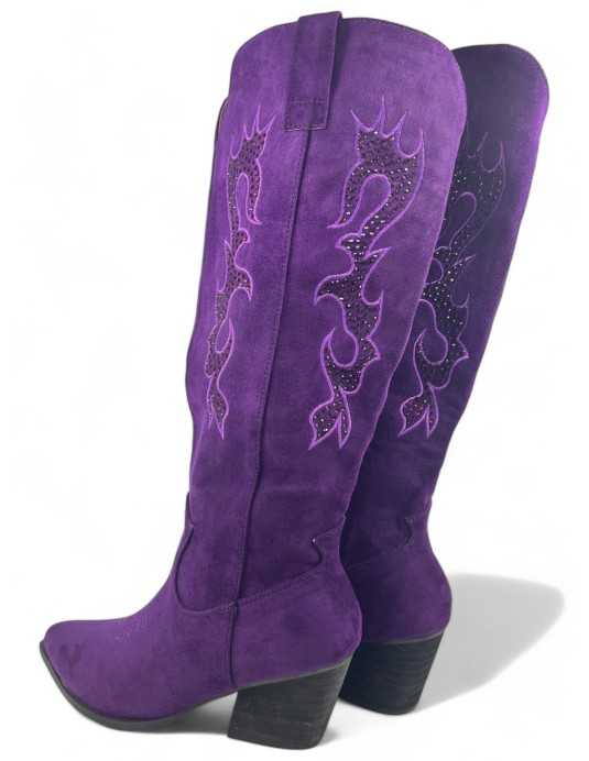 Bota cowboy de mujer en color morado - Timbos Zapatos