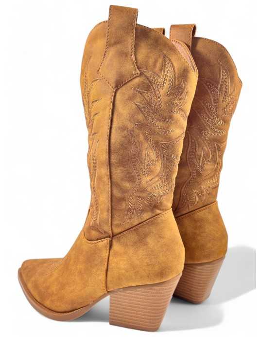 Bota cowboy de mujer en color camel - Timbos Zapatos