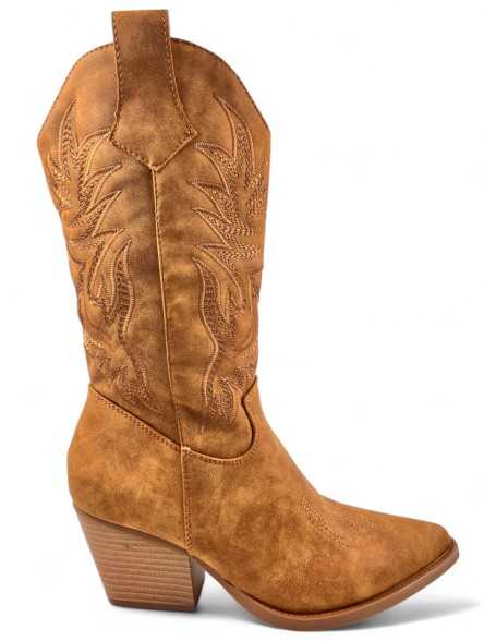 Bota cowboy de mujer en color camel - Timbos Zapatos