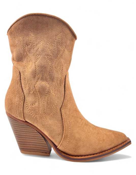 Botin cowboy de mujer color camel - Timbos zapatos