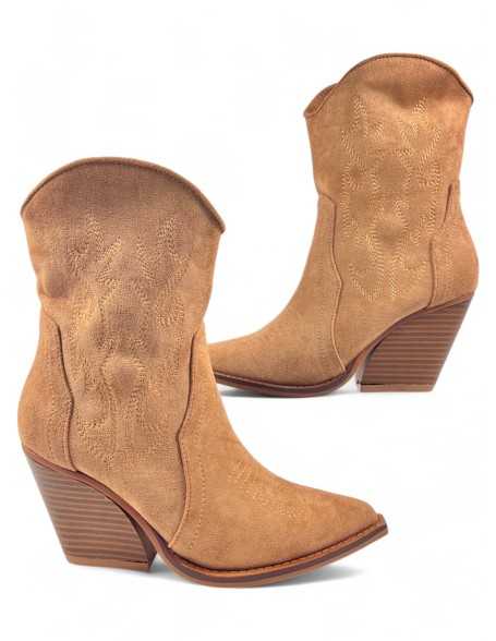 Botin cowboy de mujer color camel - Timbos zapatos