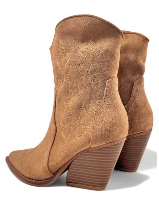 Botin cowboy de mujer color camel - Timbos zapatos