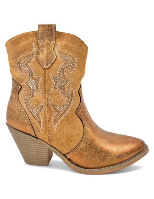 Botin cowboy de mujer color camel - Timbos zapatos