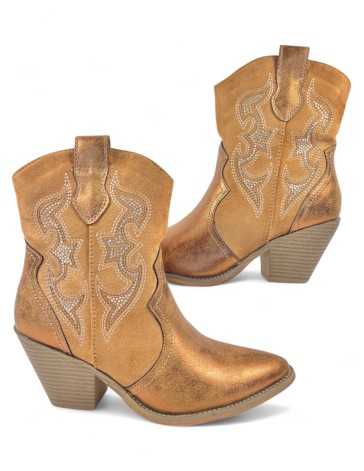 Botin cowboy de mujer color camel - Timbos zapatos