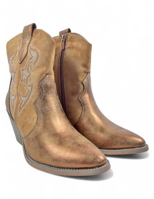 Botin cowboy de mujer color camel - Timbos zapatos