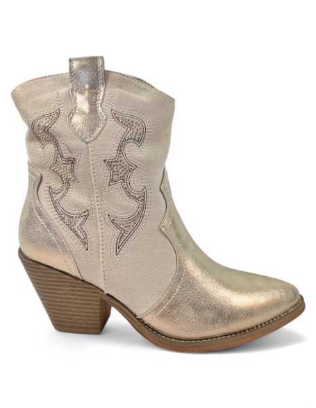 Botin cowboy de mujer color oro - Timbos zapatos