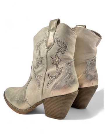 Botin cowboy de mujer color oro - Timbos zapatos