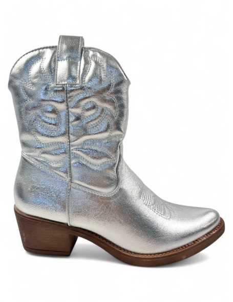 Botin cowboy de mujer color plata - Timbos zapatos