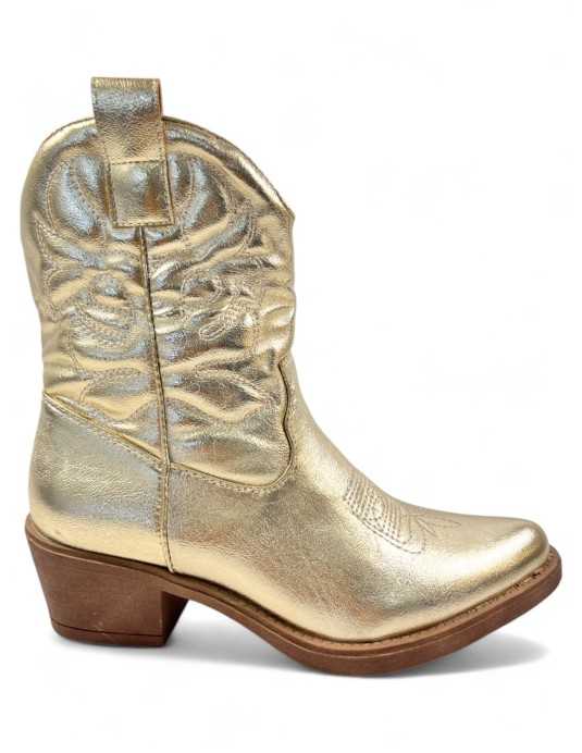 Botin cowboy de mujer color oro - Timbos zapatos