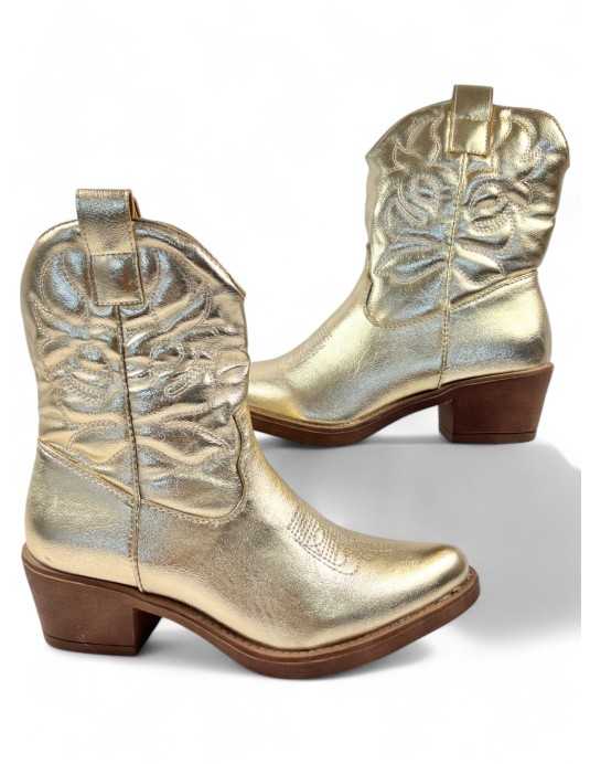 Botin cowboy de mujer color oro - Timbos zapatos