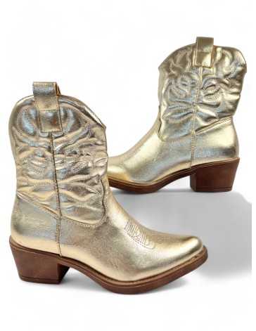 Botin cowboy de mujer color oro - Timbos zapatos