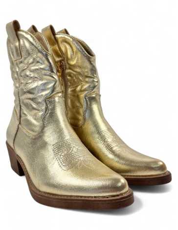 Botin cowboy de mujer color oro - Timbos zapatos