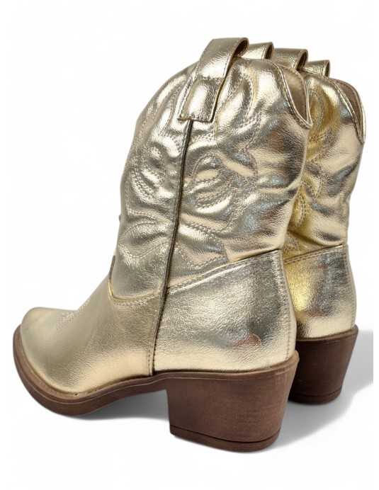 Botin cowboy de mujer color oro - Timbos zapatos