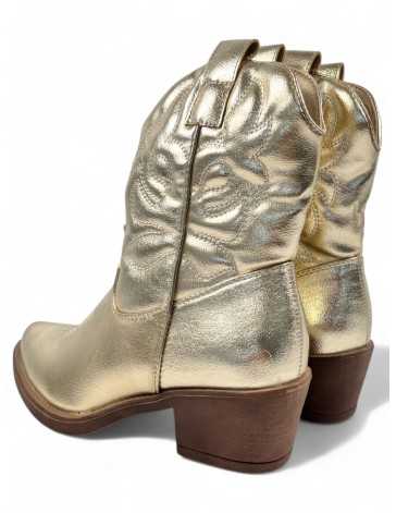 Botin cowboy de mujer color oro - Timbos zapatos