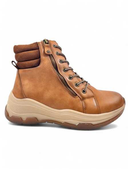 Botín plano de mujer color camel - Timbos zapatos