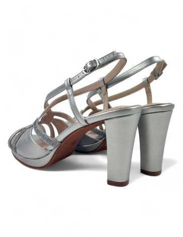 Sandalia tacon fiesta mujer color plata - Timbos Zapatos