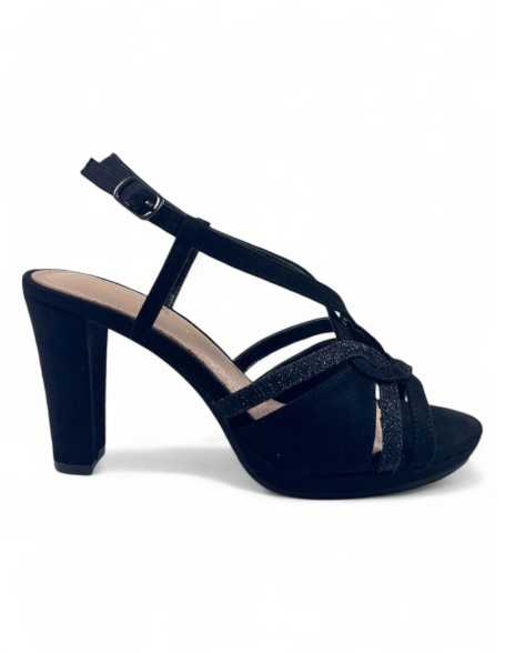 Sandalia tacon fiesta mujer color negro - Timbos Zapatos