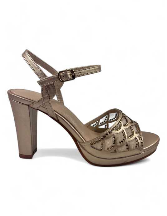 Sandalia tacon fiesta mujer color taupe - Timbos Zapatos