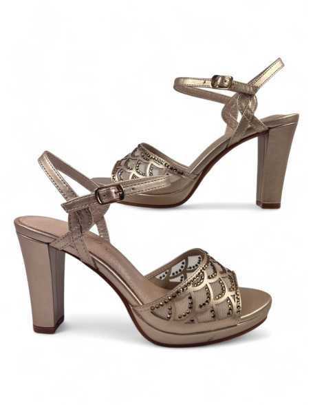 Sandalia tacon fiesta mujer color taupe - Timbos Zapatos