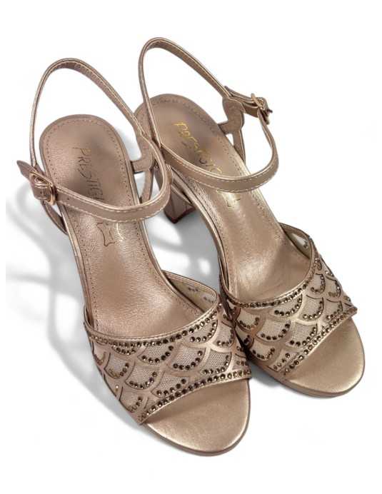 Sandalia tacon fiesta mujer color taupe - Timbos Zapatos