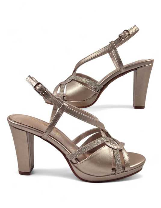 Sandalia tacon fiesta mujer color taupe - Timbos Zapatos