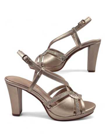 Sandalia tacon fiesta mujer color taupe - Timbos Zapatos