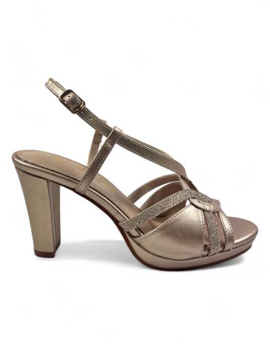 Sandalia tacon fiesta mujer color taupe - Timbos Zapatos