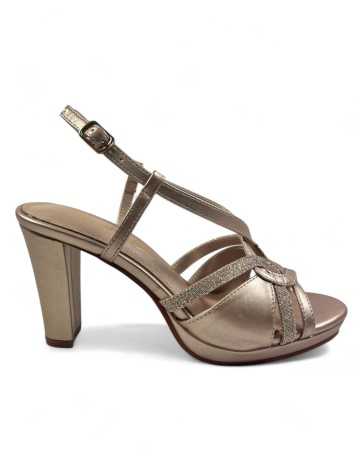 Sandalia tacon fiesta mujer color taupe - Timbos Zapatos