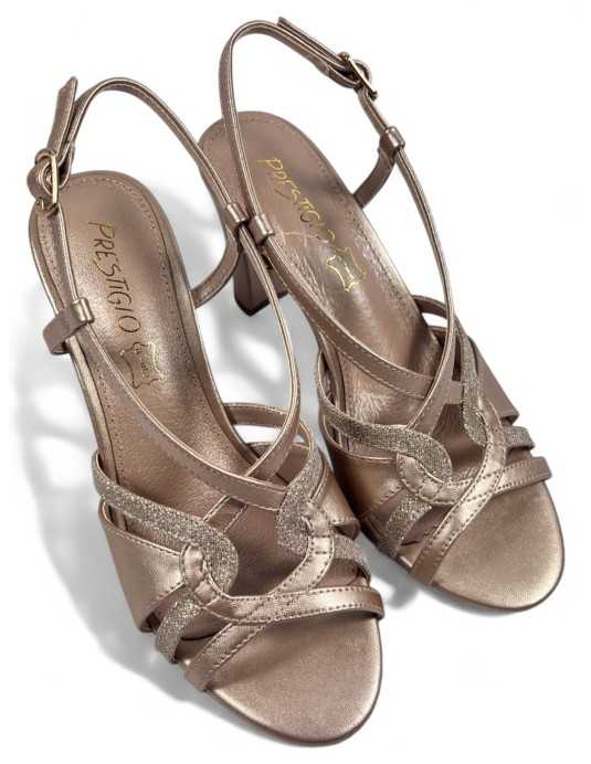 Sandalia tacon fiesta mujer color taupe - Timbos Zapatos