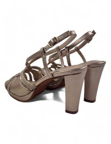 Sandalia tacon fiesta mujer color taupe - Timbos Zapatos