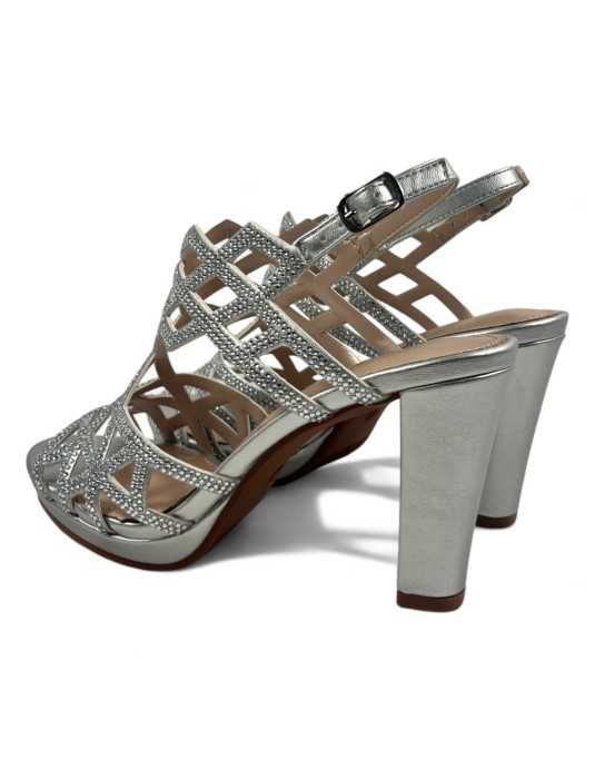 Sandalia tacon fiesta mujer color plata - Timbos Zapatos