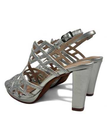 Sandalia tacon fiesta mujer color plata - Timbos Zapatos