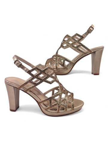 Sandalia tacon fiesta mujer color taupe - Timbos Zapatos