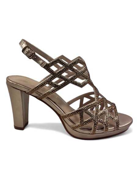 Sandalia tacon fiesta mujer color taupe - Timbos Zapatos