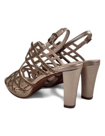 Sandalia tacon fiesta mujer color taupe - Timbos Zapatos