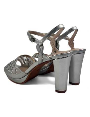 Sandalia tacon fiesta mujer color plata - Timbos Zapatos