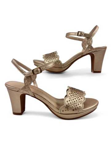 Sandalia tacon fiesta mujer color taupe - Timbos Zapatos