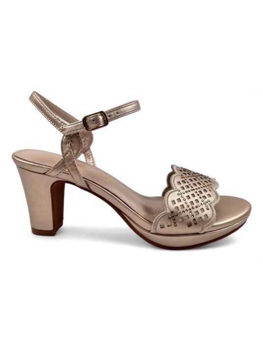 Sandalia tacon fiesta mujer color taupe - Timbos Zapatos