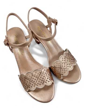 Sandalia tacon fiesta mujer color taupe - Timbos Zapatos