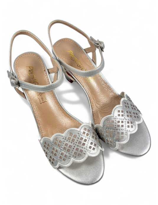 Sandalia tacon fiesta mujer color plata - Timbos Zapatos