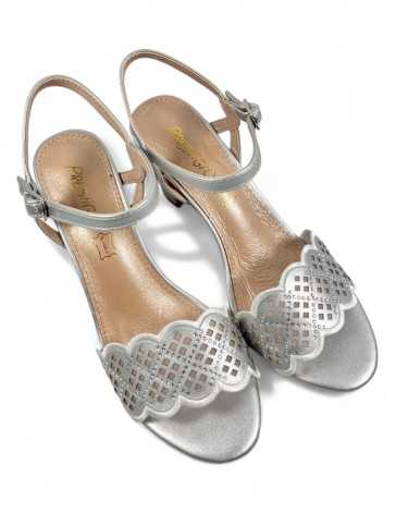 Sandalia tacon fiesta mujer color plata - Timbos Zapatos