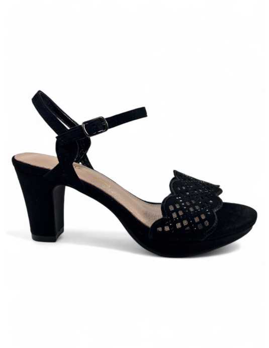 Sandalia tacon fiesta mujer color negro - Timbos Zapatos